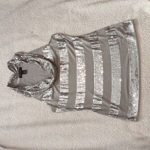 Silver and Gray Sequin Top